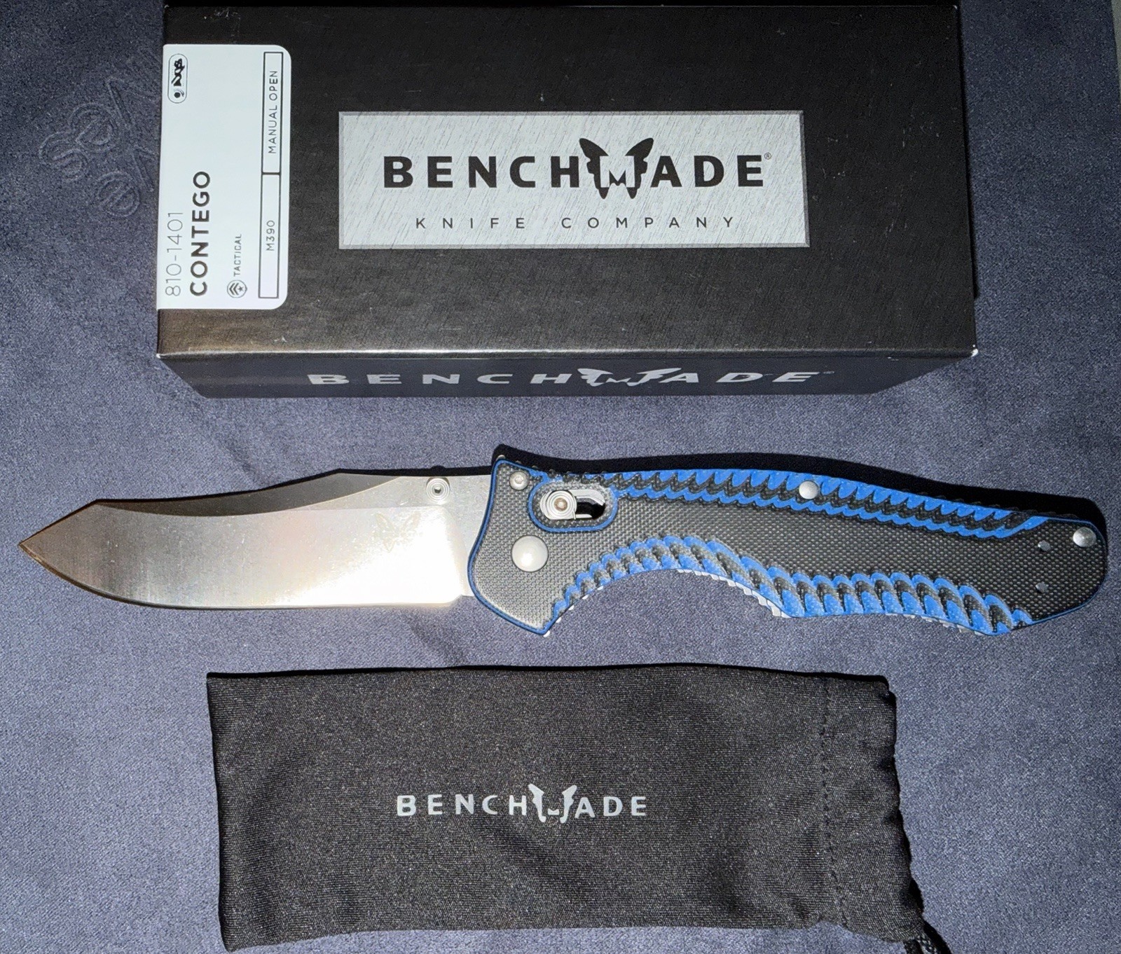 Benchmade Knifeworks Exclusive 810-1401 Contego M390 black/blue G10-Discontinued