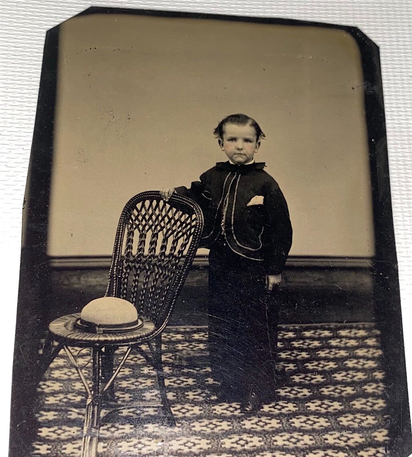 Antique Victorian American Civil War Era Boy Adorable Fashion Tintype Photo US