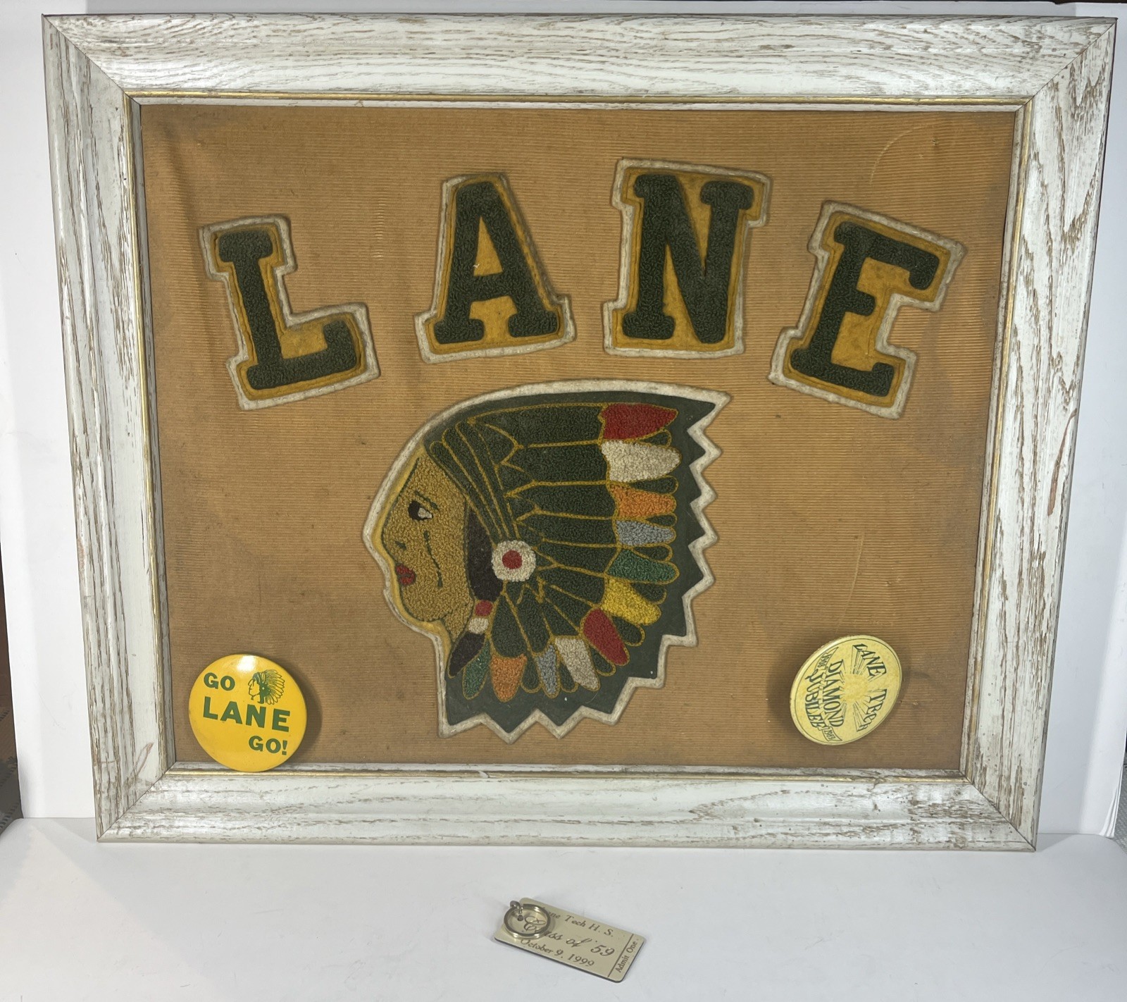 ORIGINAL 1940 LANE TECH CHICAGO CHENILLE FELT BACKED CHIEF AND LETTER PATCHES ORIGINAL 1940 LANE TECH CHICAGO CHENILLE FELT BACKED CHIEF AND LETTER PATCHES