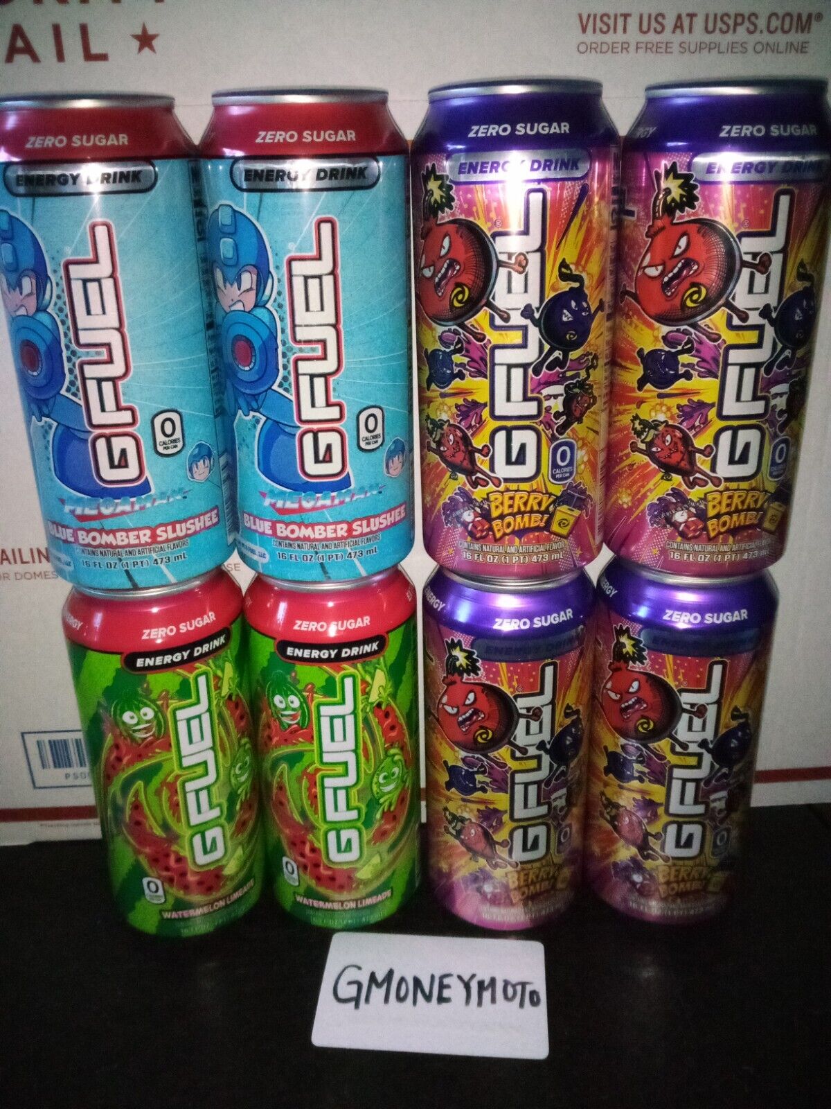 Limited Edition GFuel 16oz Energy Drink Cans 2 MegaMan 2 Watermelon 4 Berry Bomb