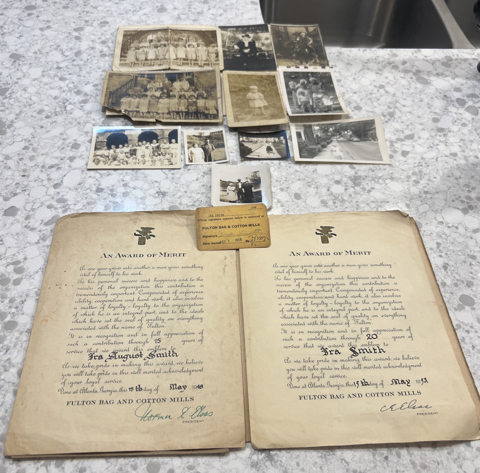 Fulton Bag & Cotton Mills    (Georgia) Merit Awards given To Ira Smith 1948/'53