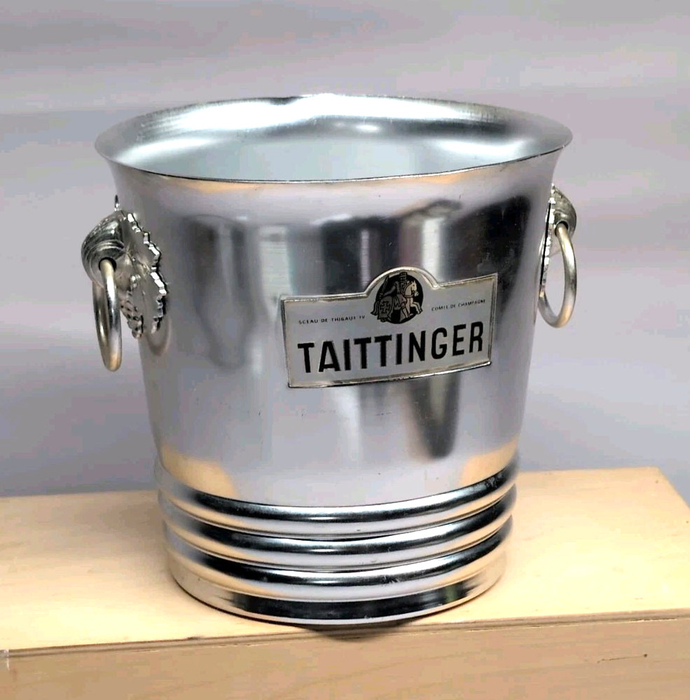 Vintage Taittinger Reims Ice Bucket Argot 8.5” Height Aluminum France 
