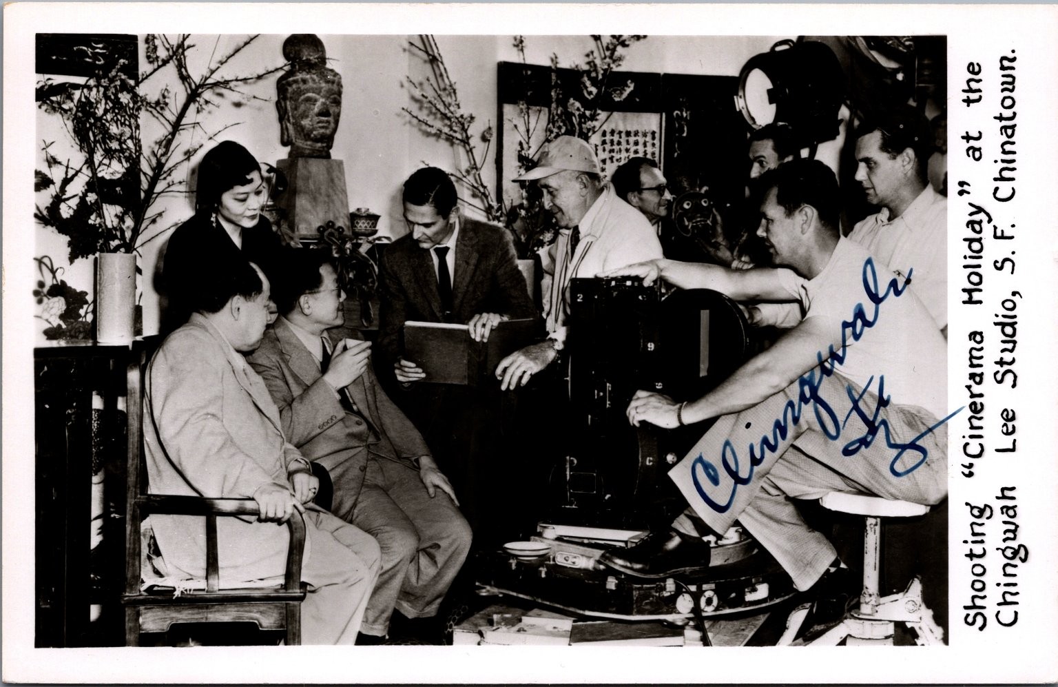 Cinerama Holiday Filming Chingwah Lee Studio San Francisco Chinatown RPPC Cinerama Holiday Filming Chingwah Lee Studio San Francisco Chinatown RPPC
