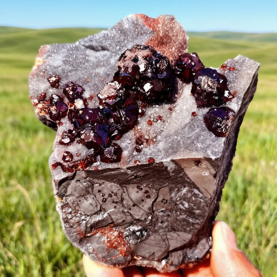 1.54LB Natural garnet and sphalerite symbiotic mineral specimens reiki healing