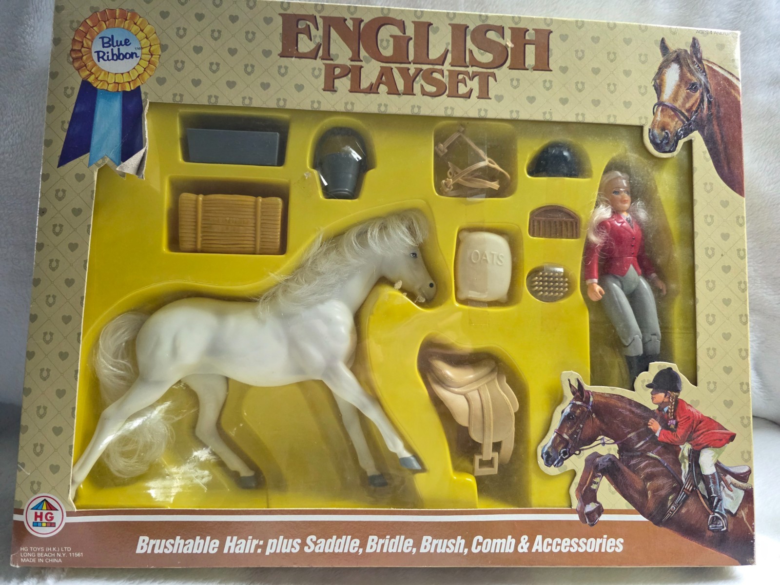 Vintage 1987 Blue Ribbon English Arabian Horse & Rider & tack playset