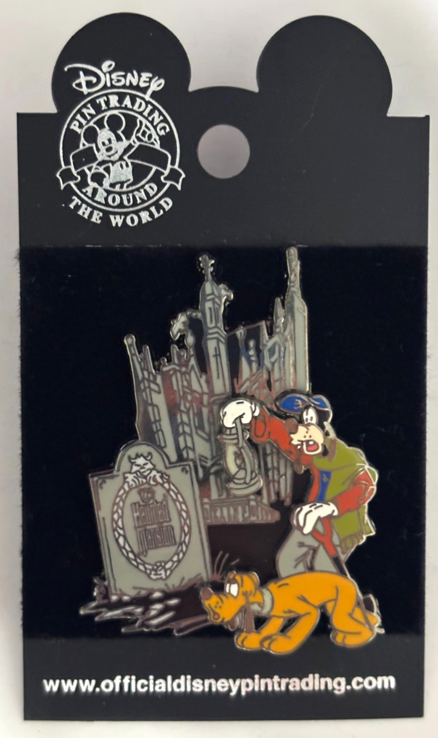 WDW 2003 Disney Haunted Mansion Goofy and Pluto Pin - 3D Glow in the Dark CARD