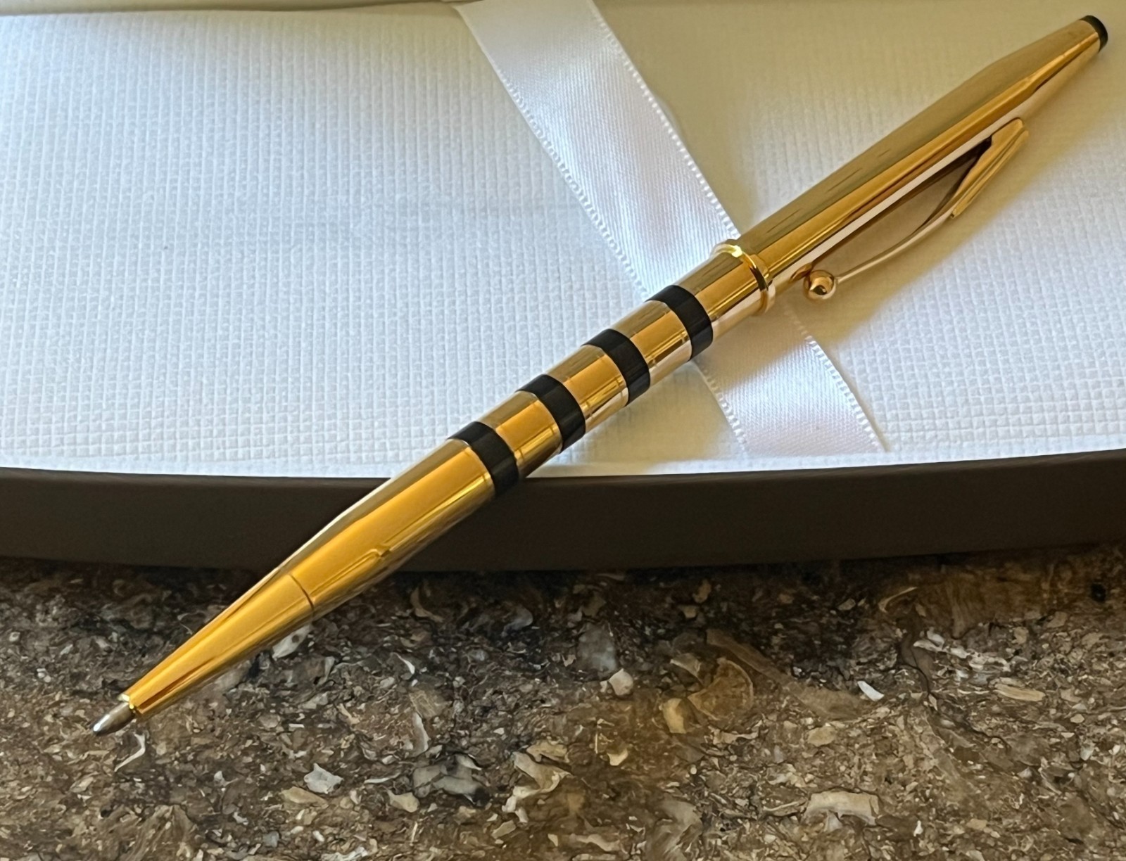 CROSS Century Signet  18K Gold Filled Ballpoint Pen with Black Stripes Orig Box