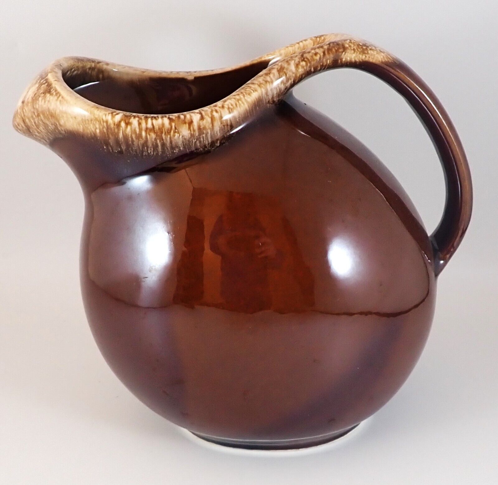 Hull Brown Drip Glaze Ball Pitcher Ice Lip 52 Ounce Pottery House and Garden