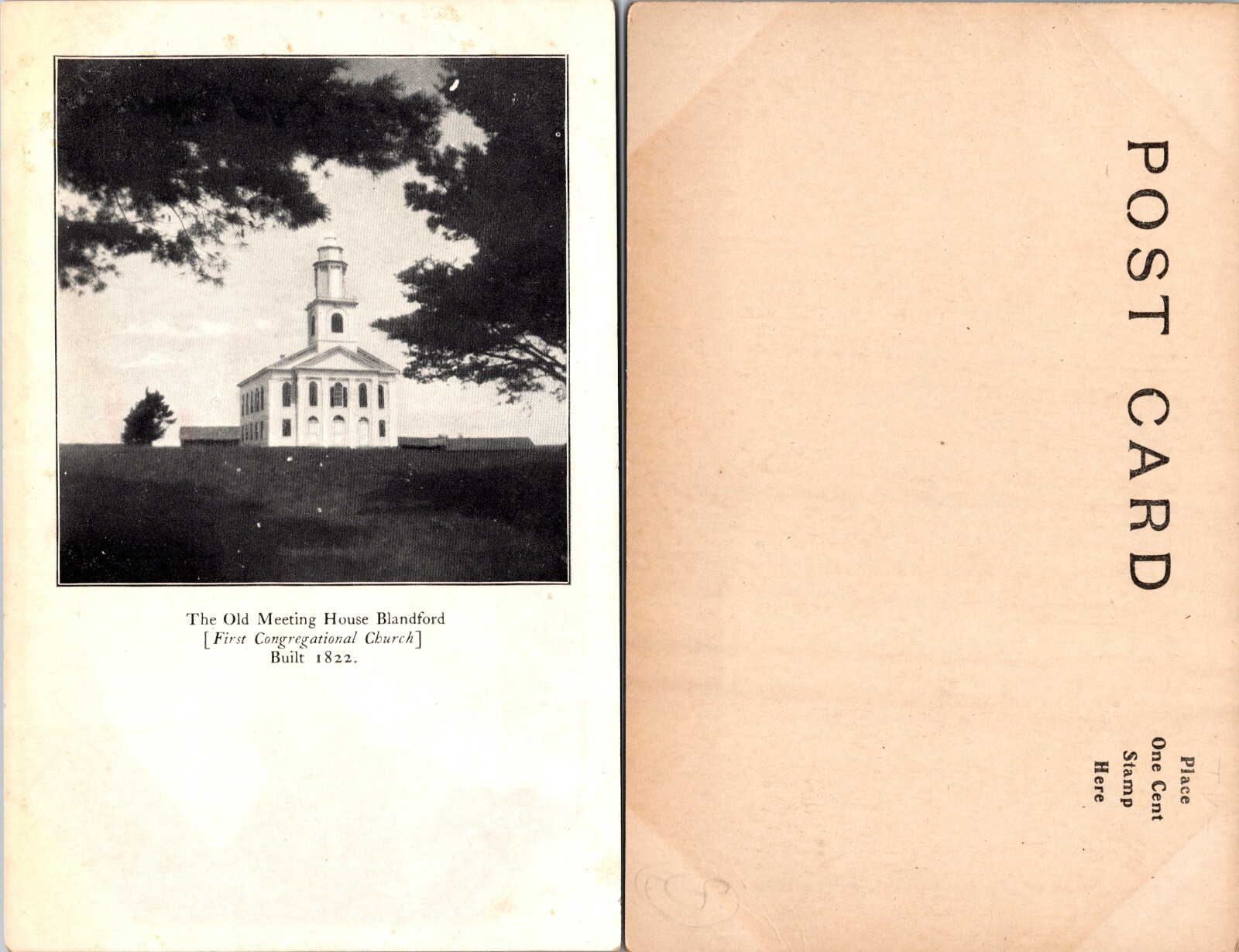 Old Meeting House First Congregational Church Blandford Massachusetts Postcard