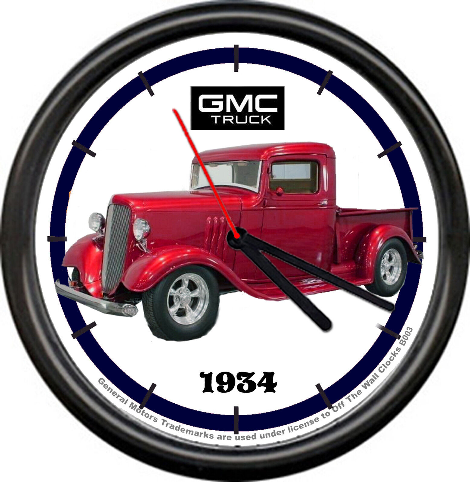Licensed 1934 GMC Red Stepside Pickup Truck General Motors Wall Clock