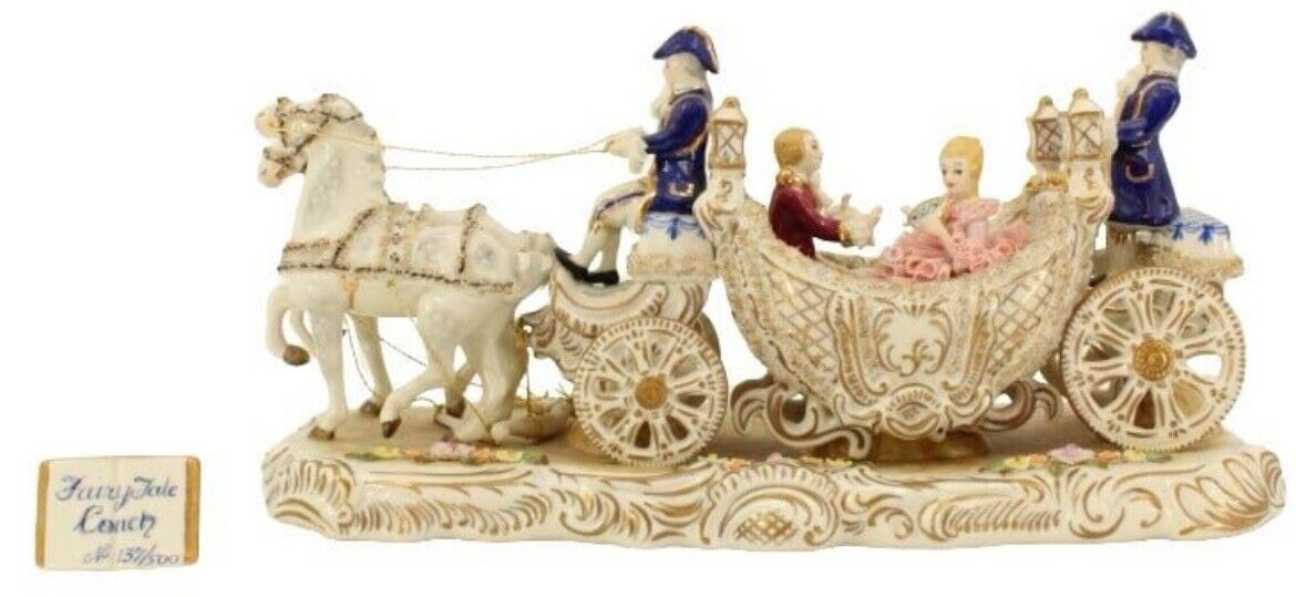 Vintage Ireland Dresden Porcelain Fairytale Coach ~ Limited Edition 137/500