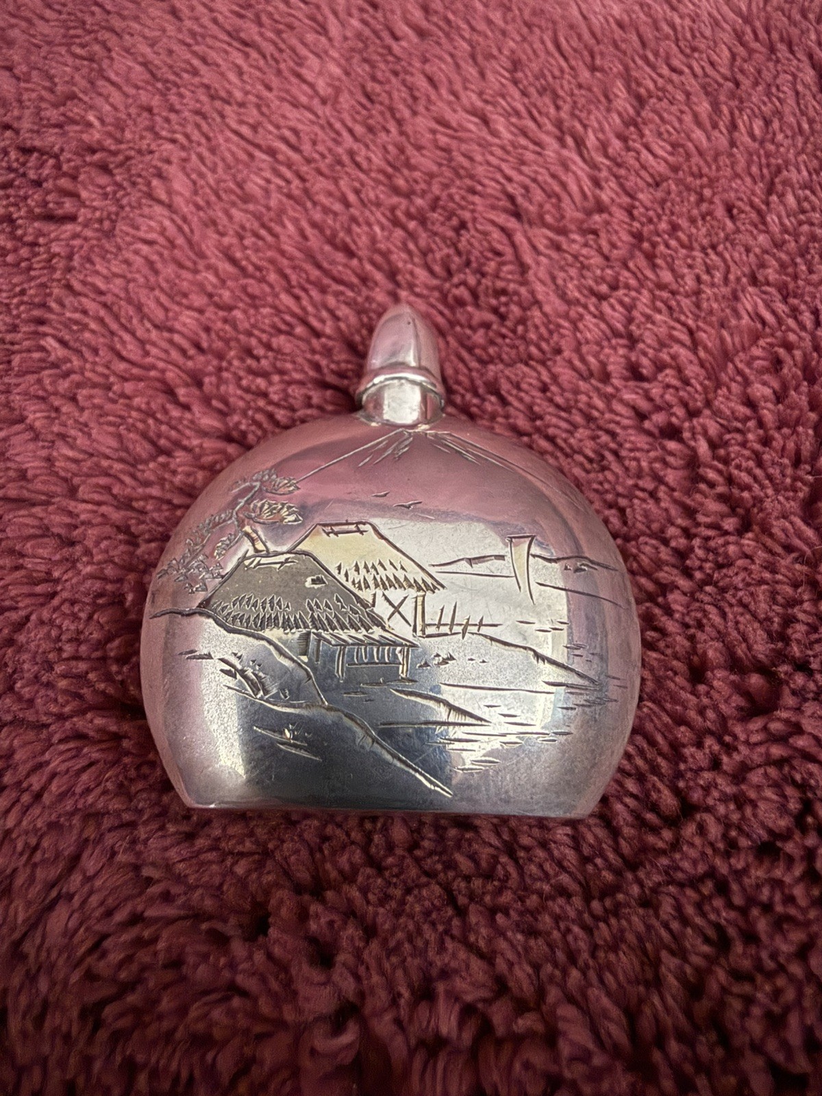 VINTAGE JAPANESE 950 STERLING SILVER PERFUME BOTTLE WITH STOPPER DABBER 