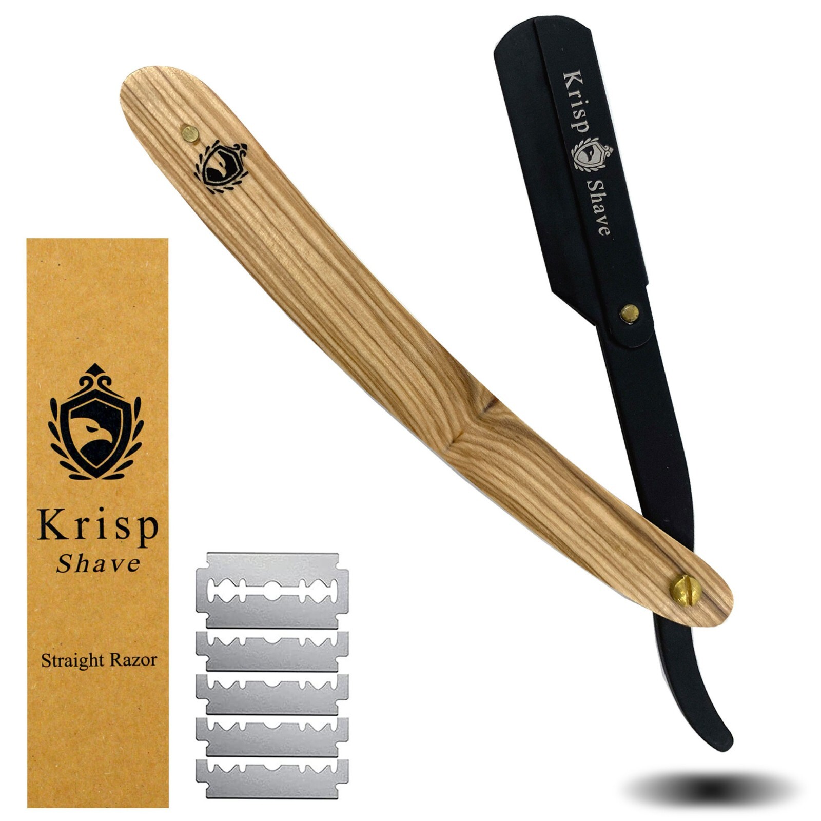 Wood Handle Barber Men Straight Edge Shaving Razor Folding Knife & 10 Blades