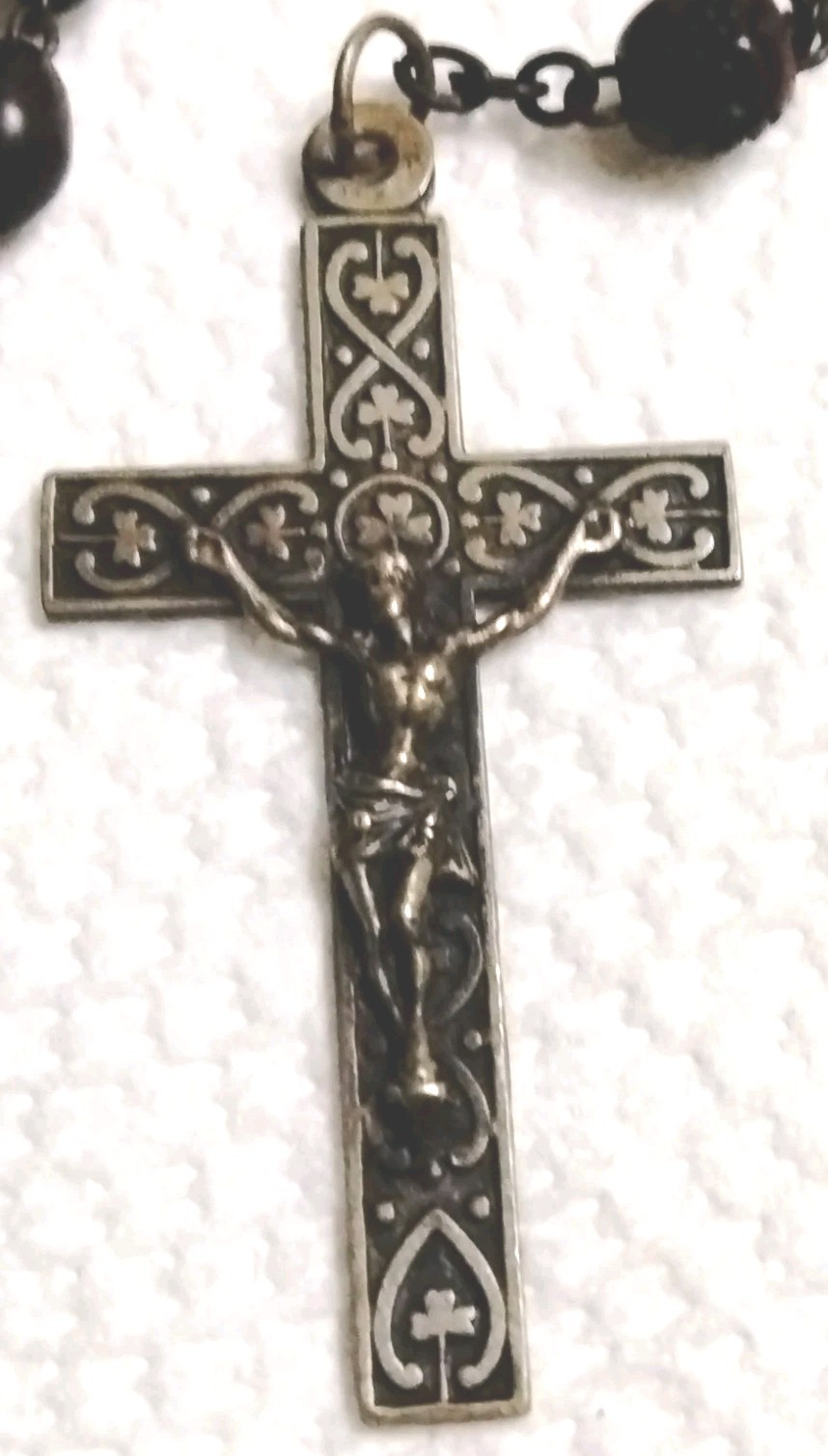Antique 1800\'s Irish Rosewood Blessed Rosary Celtic Knot & Clover Crucifix Antique 1800\'s Irish Rosewood Blessed Rosary Celtic Knot & Clover Crucifix
