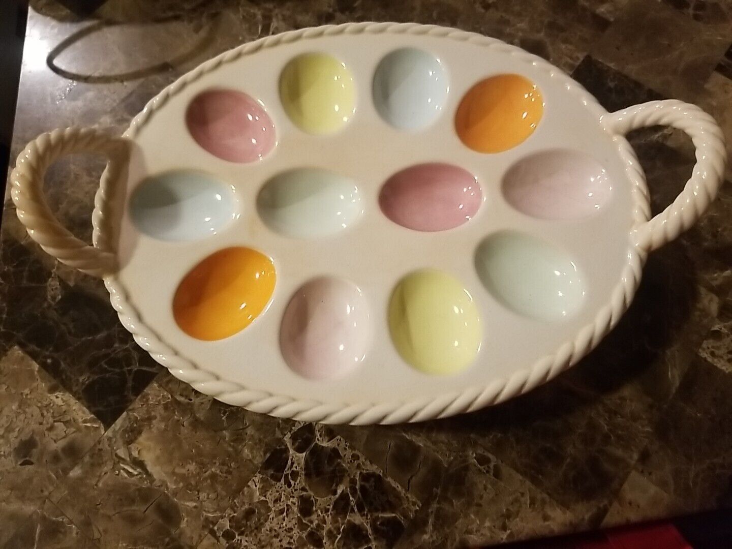 Russ Easter Ceramic egg Holder Holiday Dinner Meal Celebration