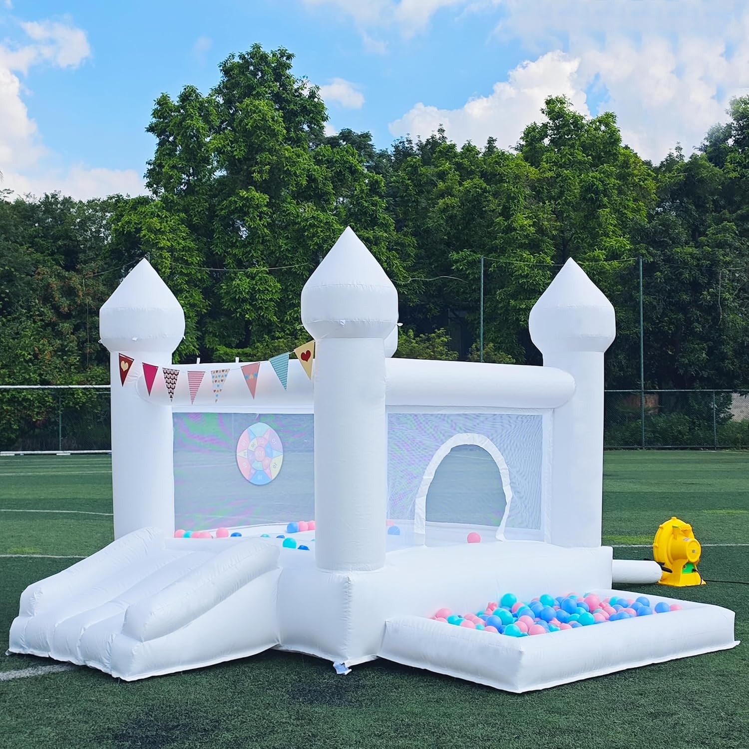 9FT 100% PVC White Bounce House Suitable for Kids 3-6 Inflatable Castle 9FT 100% PVC White Bounce House Suitable for Kids 3-6 Inflatable Castle