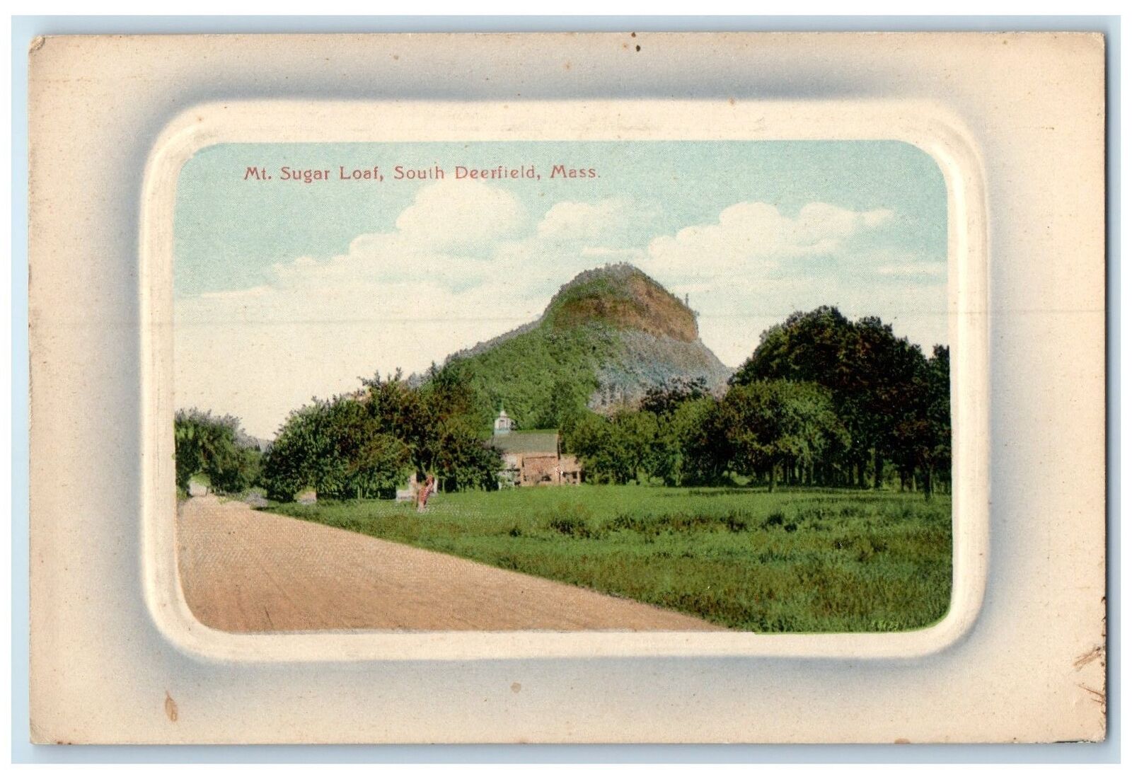 c1920's Mt. Sugar Loaf Field Dirt Road South Deerfield Massachusetts MA Postcard