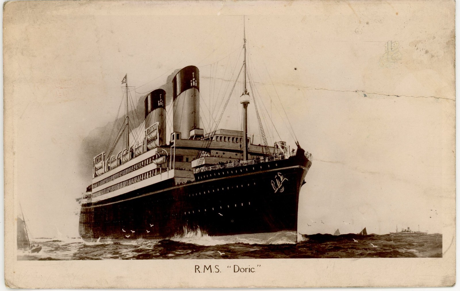 c.1907 RMS Doric White Star Line RPPC Transatlantic Liner Shipboard Use