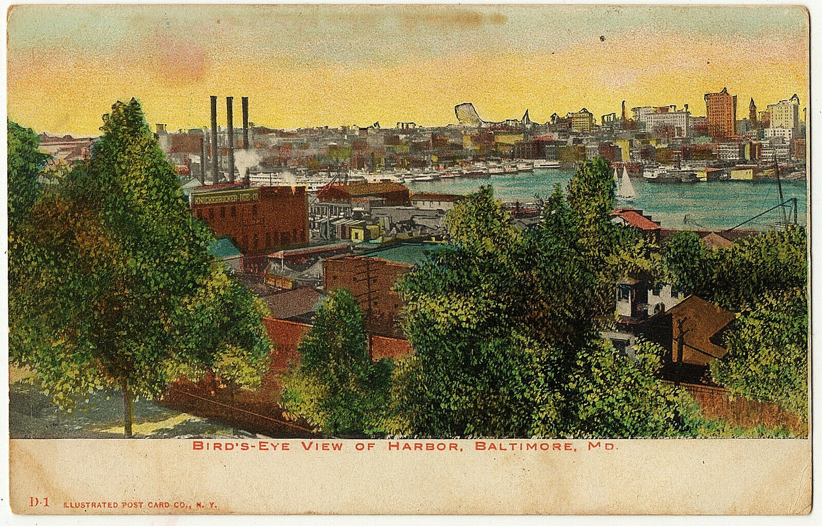 Baltimore MD 1901-1907 Postcard Bird's Eye View of Harbor Buildings Water Front