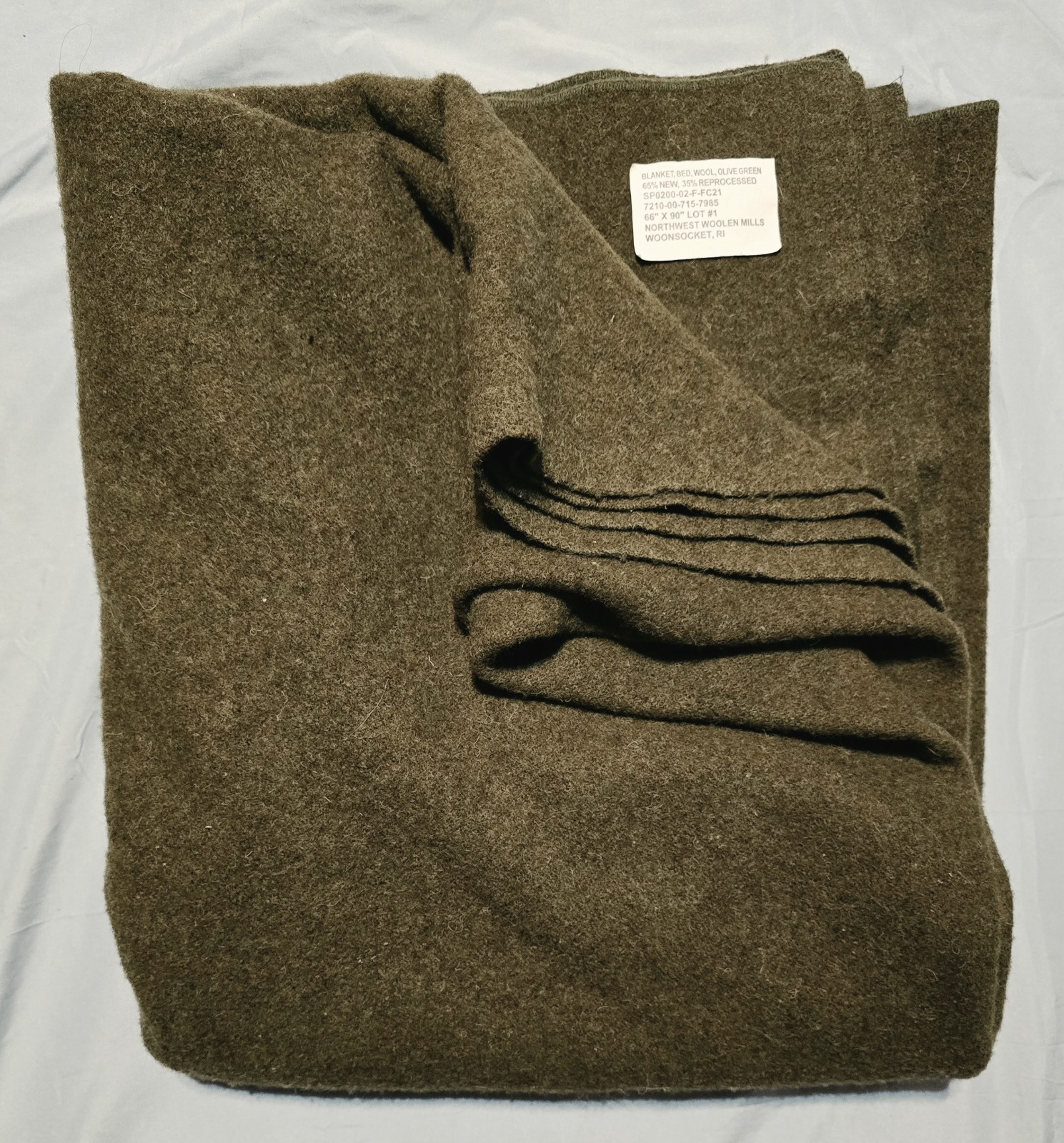 Northwest Woolen Mills Olive Green Wool Survival Blanket Emergency 66