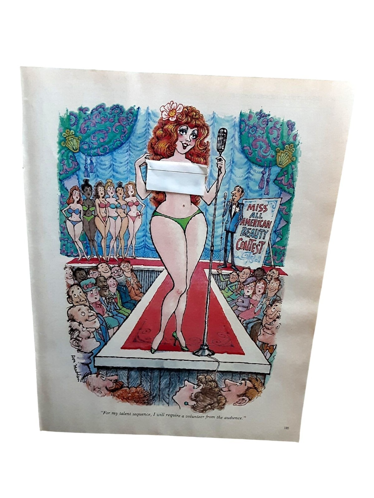 Vintage 1984 Adult Humor Cartoon Beauty Contest Print Page Art