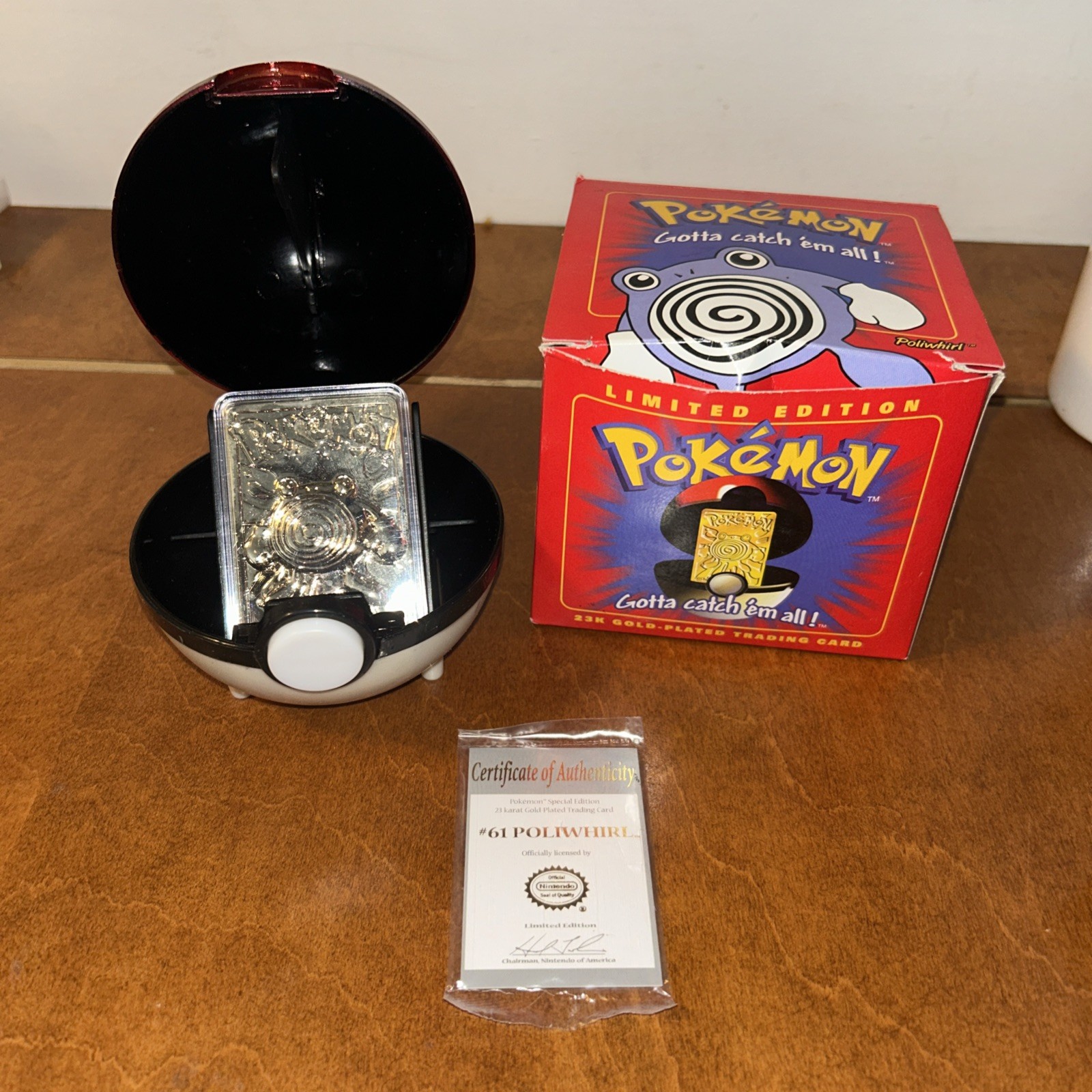 1999 Pokemon Poliwhirl 23k Gold Plated Trading Card Limited Edition Vintage E1
