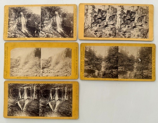 5 B F Upton Minnesota Stereoviews c1870 Fearon Minnehaha Bridal Veil Falls