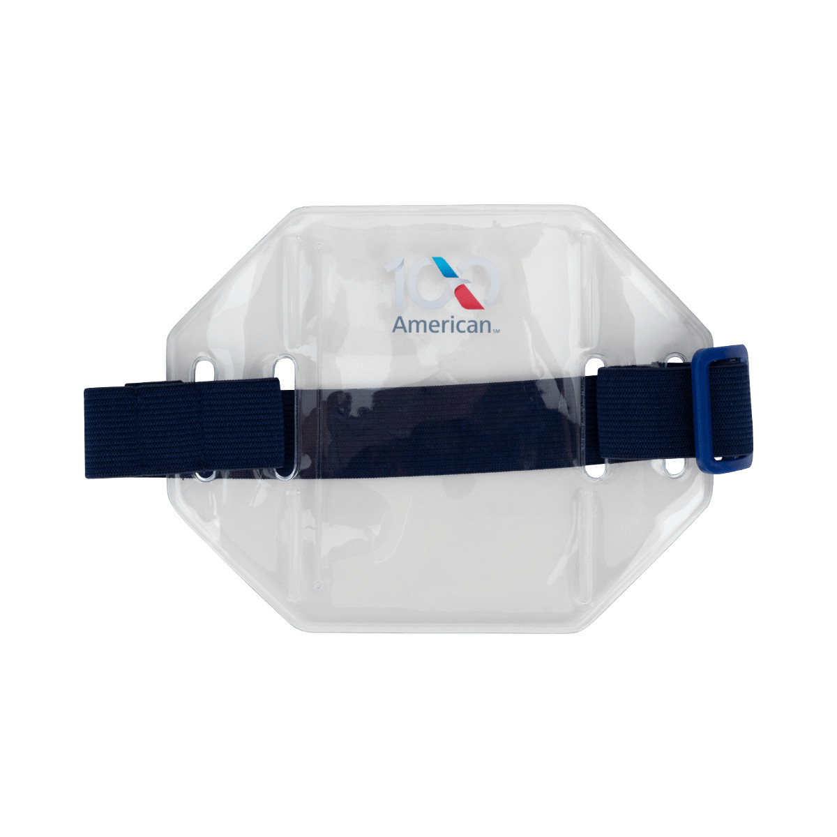 American Airlines 100 Year Logo Clear ID Holder With Adjustable Elastic Arm Band American Airlines 100 Year Logo Clear ID Holder With Adjustable Elastic Arm Band