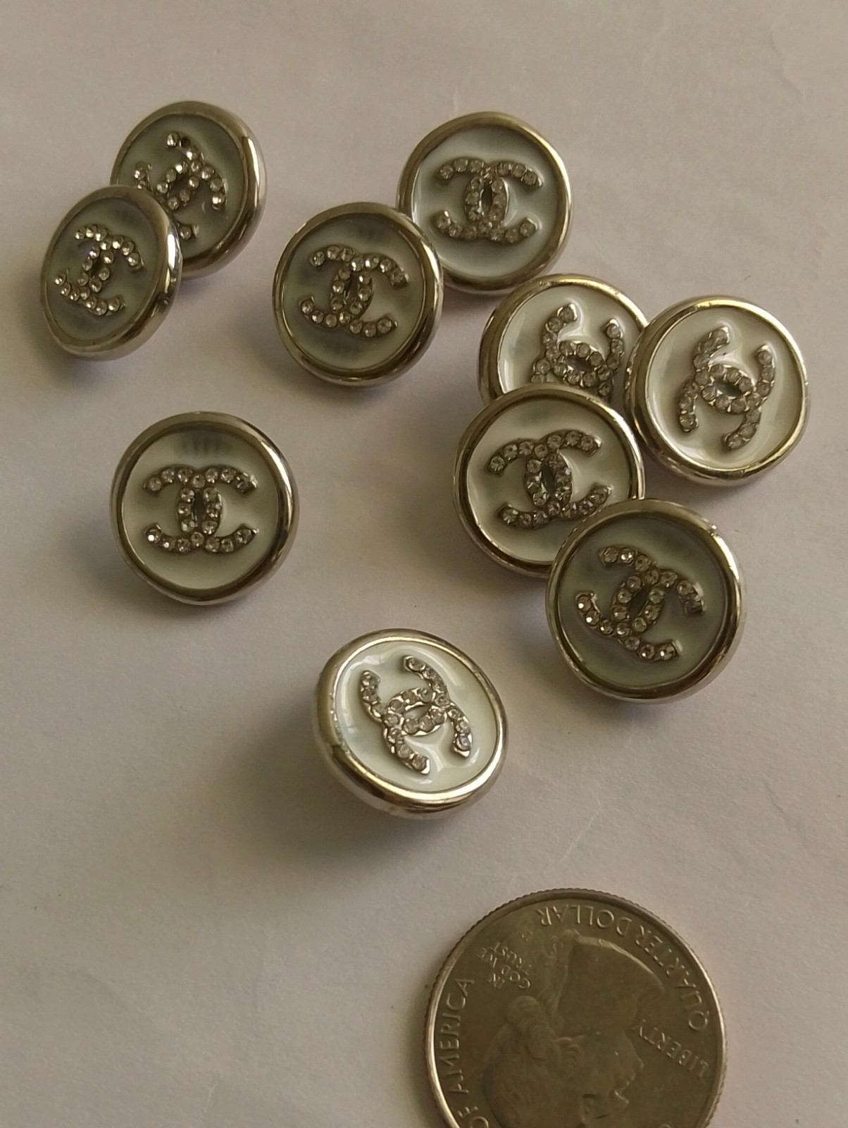 Silver Lot Of ten 18 Mm Designer Cc Vintage Button Chanel 10 BUTTONS