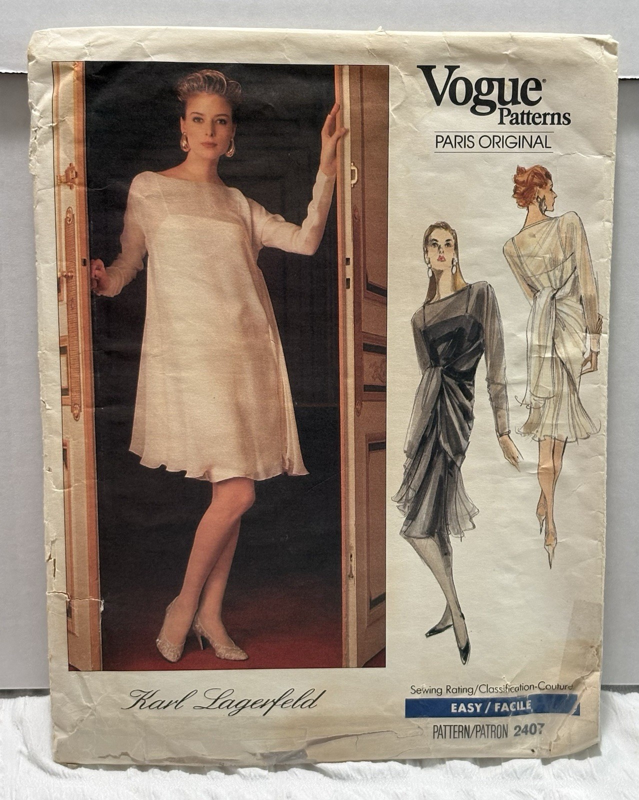 Vogue Paris Original 2407 Size 12-14 Karl Langerfeld Misses Overdress And Dress