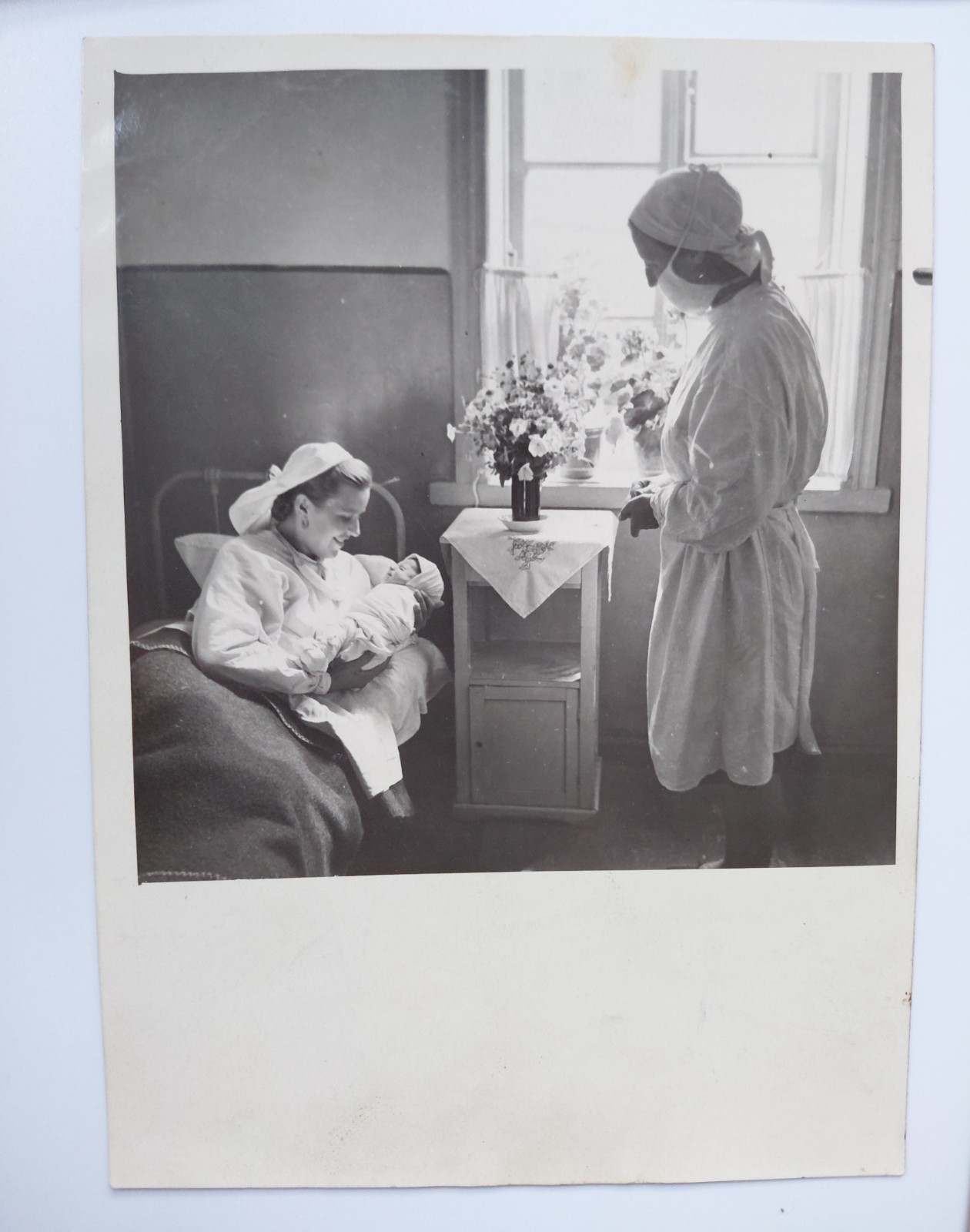 Vintage Soviet Maternity Hospital Photo Mother Baby Nurse Moshny Ukraine USSR