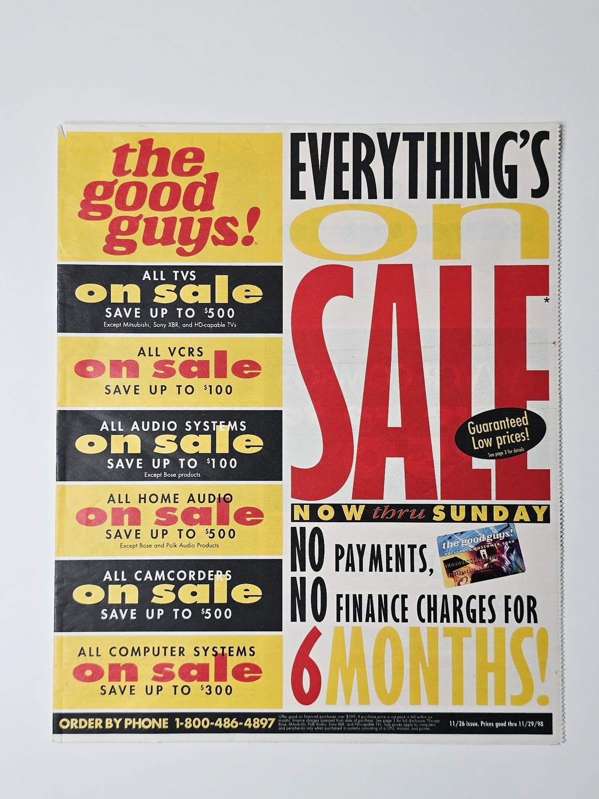 The Good Guys November 1998 Electronics Sale Circular Sony Canon Palm Ad