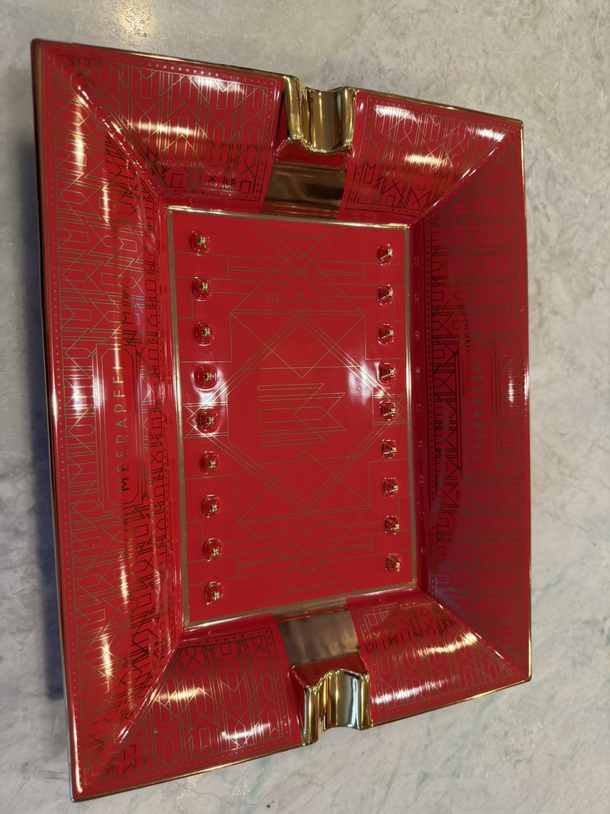 Richard  Meerapfel Cigar Ashtray 14k Gold Accented Luxury Item Similar To Hermes
