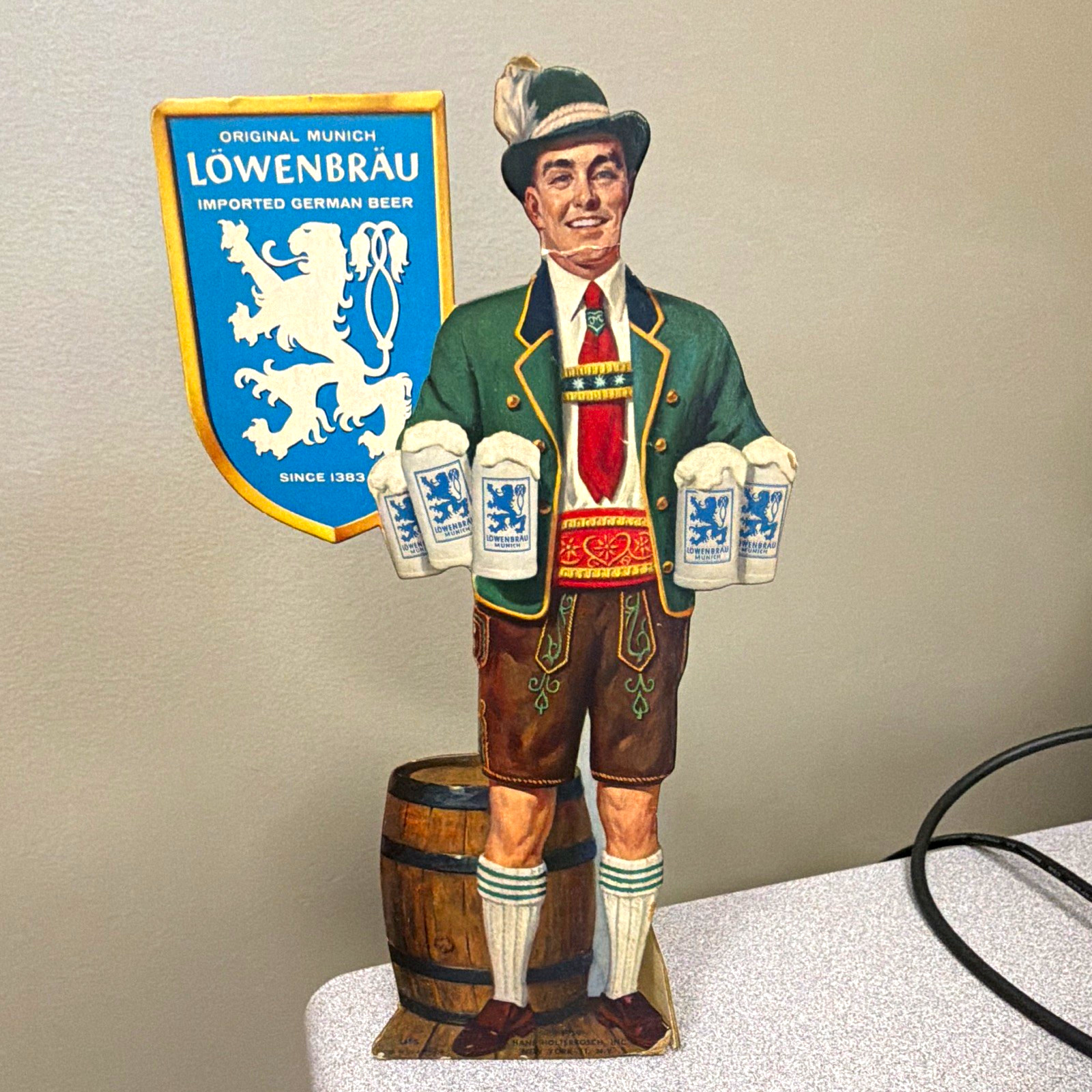 Löwenbräu Vintage Imported German Beer Cardboard Standee Display Breweriana