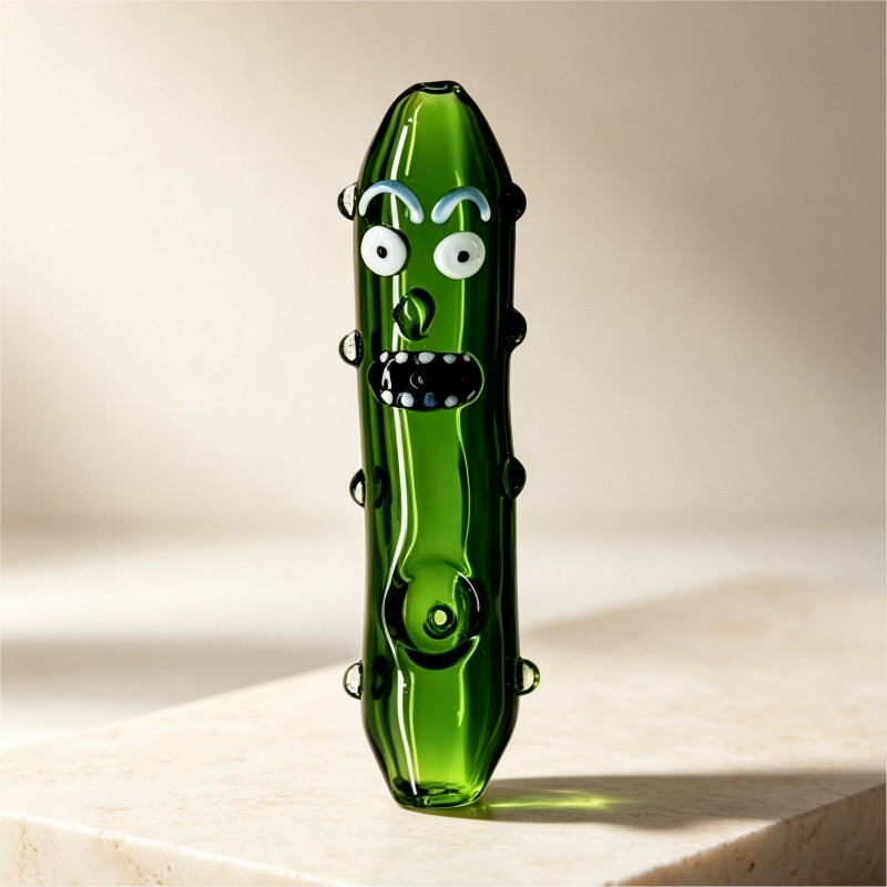 Green Cartoon Borosilicate Glass Hand Pipe Collectible Tobacco Bowl