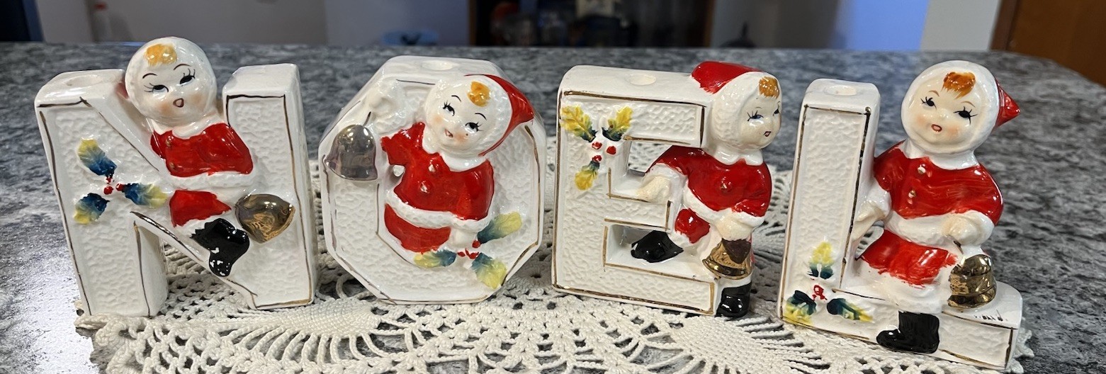 Vintage Lipper Mann Noel Christmas Candle Holder 4 piece Little Girls MCM Retro Vintage Lipper Mann Noel Christmas Candle Holder 4 piece Little Girls MCM Retro