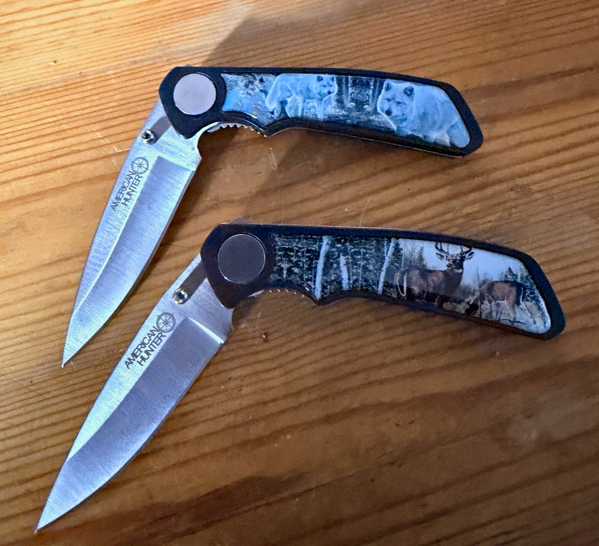 American hunter Assisted Opening Pocketknife Drop Point Plain Edge Black/Gray