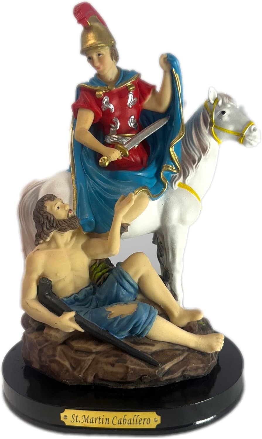 St. Martin Caballero Figurine, San Martín de Tours Statue with White Horse, Resi St. Martin Caballero Figurine, San Martín de Tours Statue with White Horse, Resi