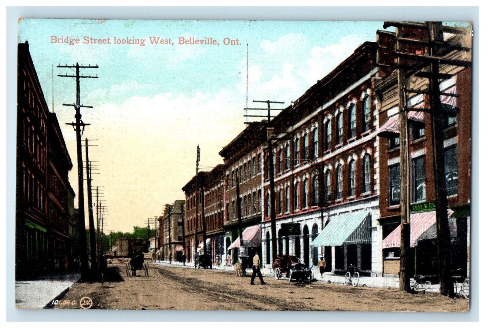 1907 Bridge Street Looking West Belleville Ontario Canada Antique Postcard