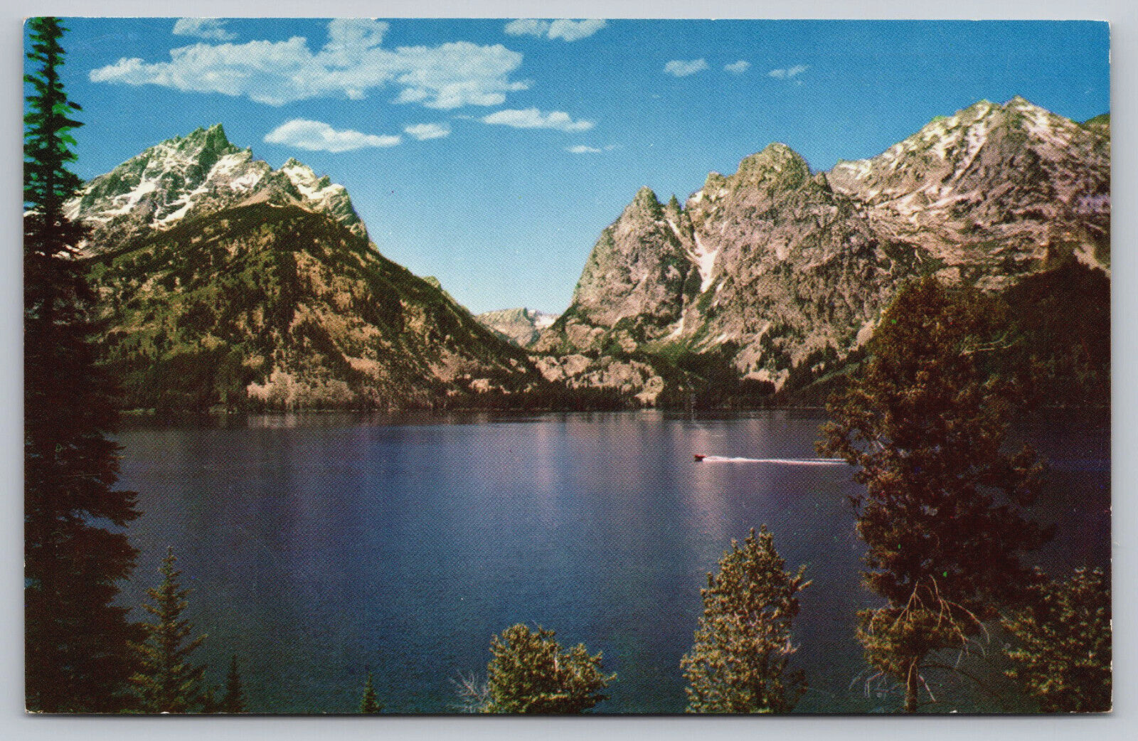Grand Teton National Park WY-Wyoming, Jenny Lake, Mountains, Vintage Postcard