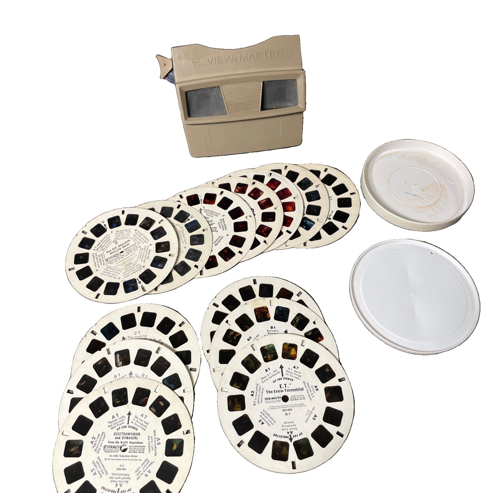 Vintage View Master GAF Beige Viewer W/ Various Picture Reels E.T Electrawoman