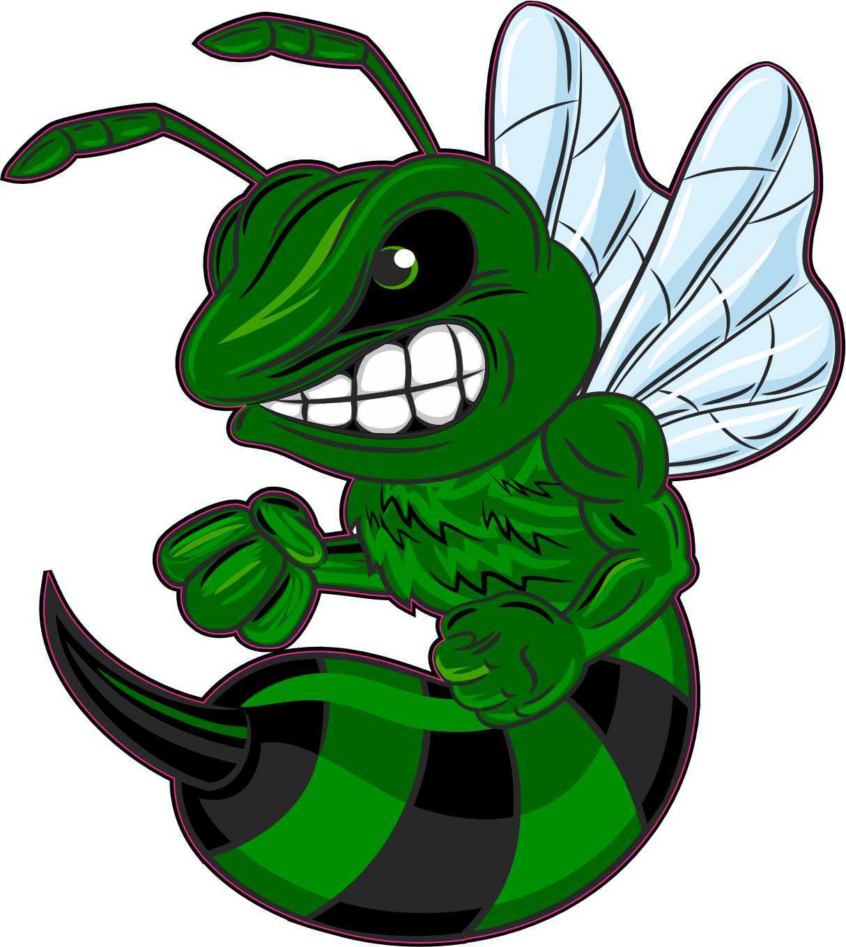 4in x 4.5in Left Facing Green Hornet Vinyl Sticker Car Vehicle Bumper Decal