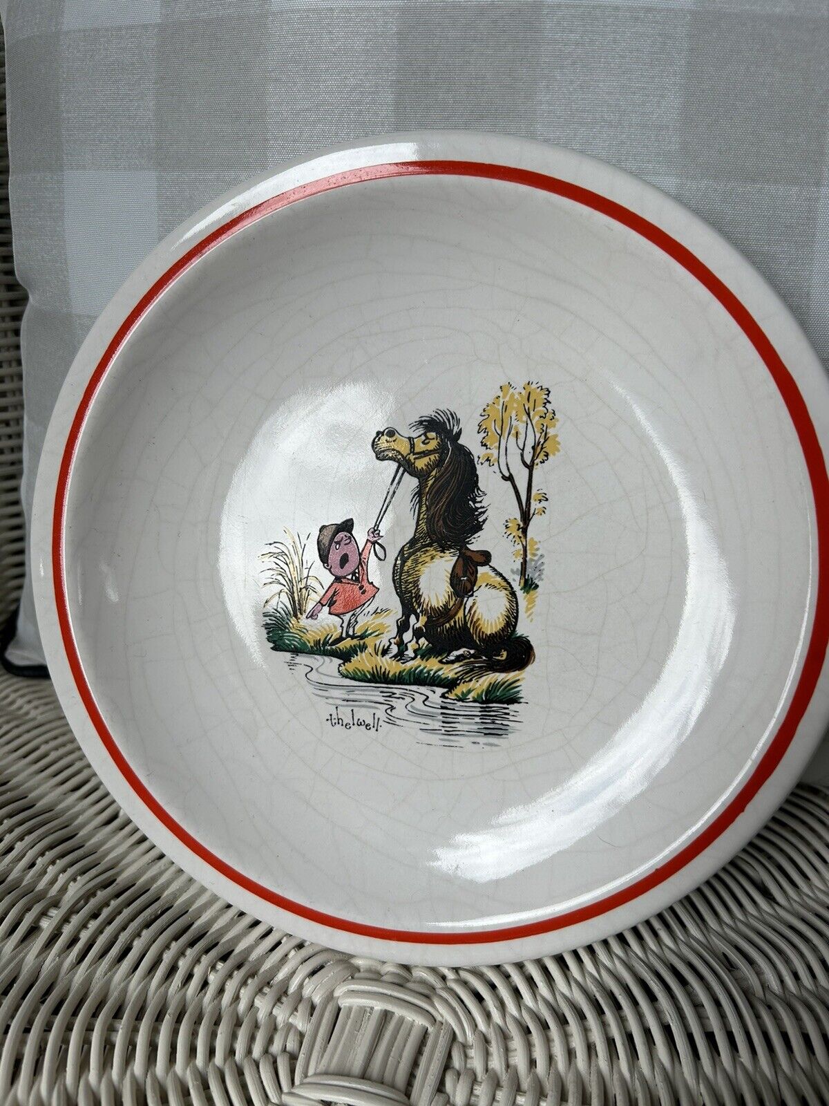 Vintage Pfaltzgraff Norman Thelwell Plate ceramic Pony Children\'s Dinner 8 1/2”