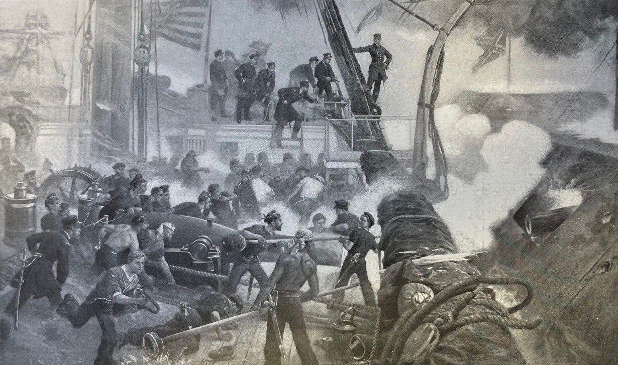 1898 Vintage Magazine Illustration Fight Between Hartford & Tennessee Civil War