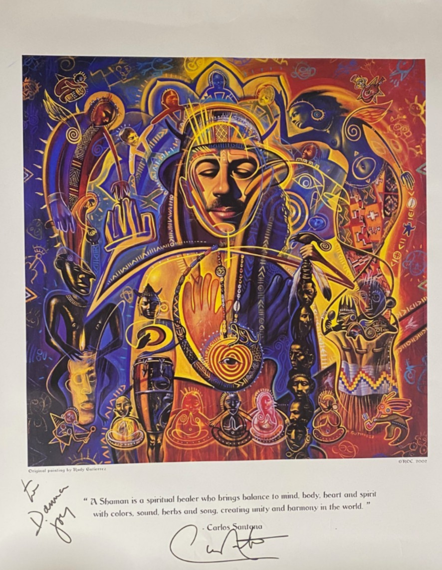 Carlos Santana SIGNED Shaman Lithograph by Abraxas - JSA COA Certified Authentic