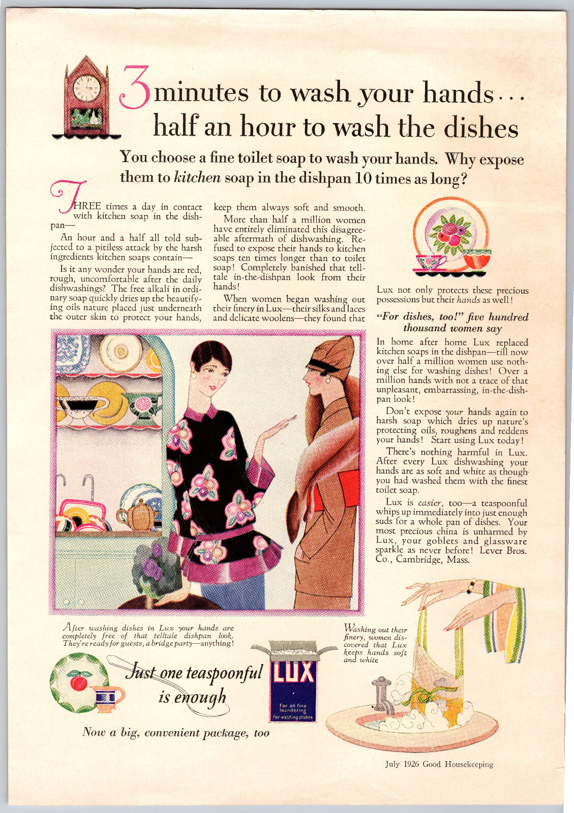 1926 Good Housekeeping, Lux Toilet Soap, Wesson Oil, Two-Sided Vintage Ad
