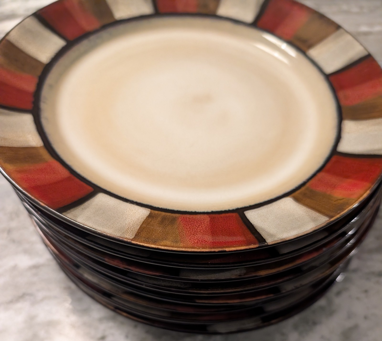 Set of 8 Mikasa Gourmet Basics Horizon Red salad Dinner 9\