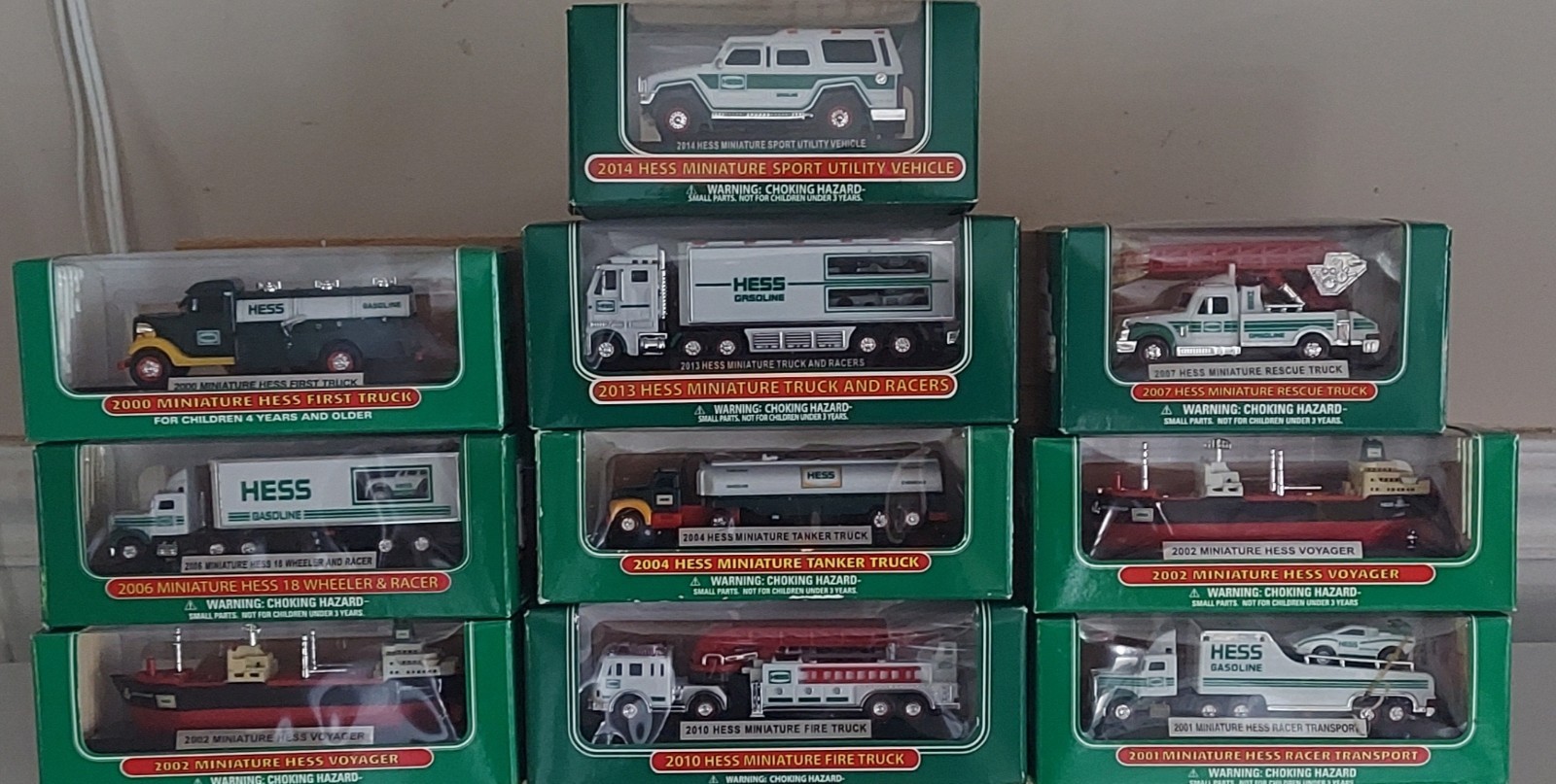 Hess Mini Truck Collection Lot Of (10) 2000-2014 Complete, New In Box's 