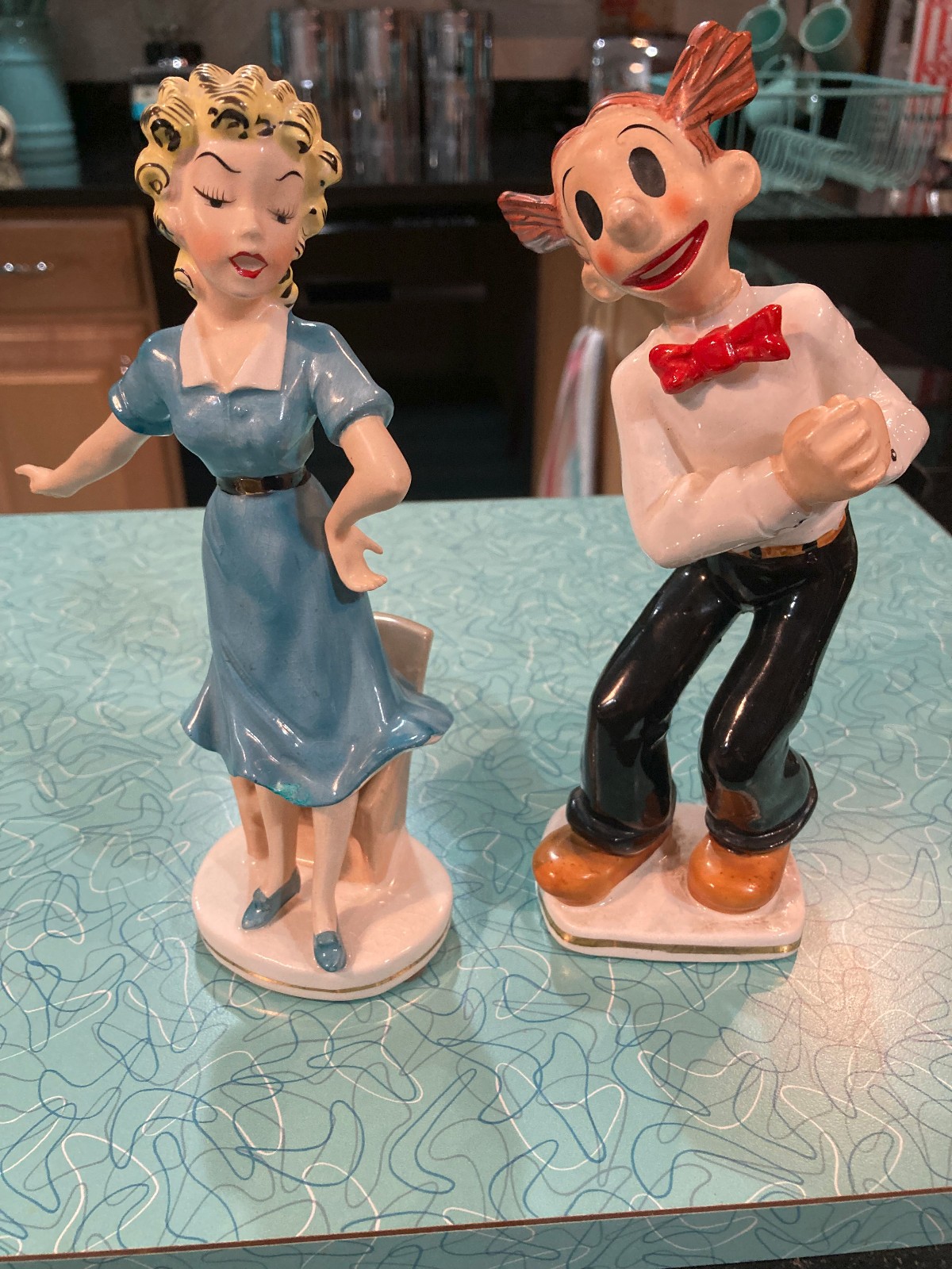 VINTAGE RARE 1940-50S DAGWOOD AND BLONDIE CERAMIC FIGURINES UCAGCO JAPAN 8\ VINTAGE RARE 1940-50S DAGWOOD AND BLONDIE CERAMIC FIGURINES UCAGCO JAPAN 8\
