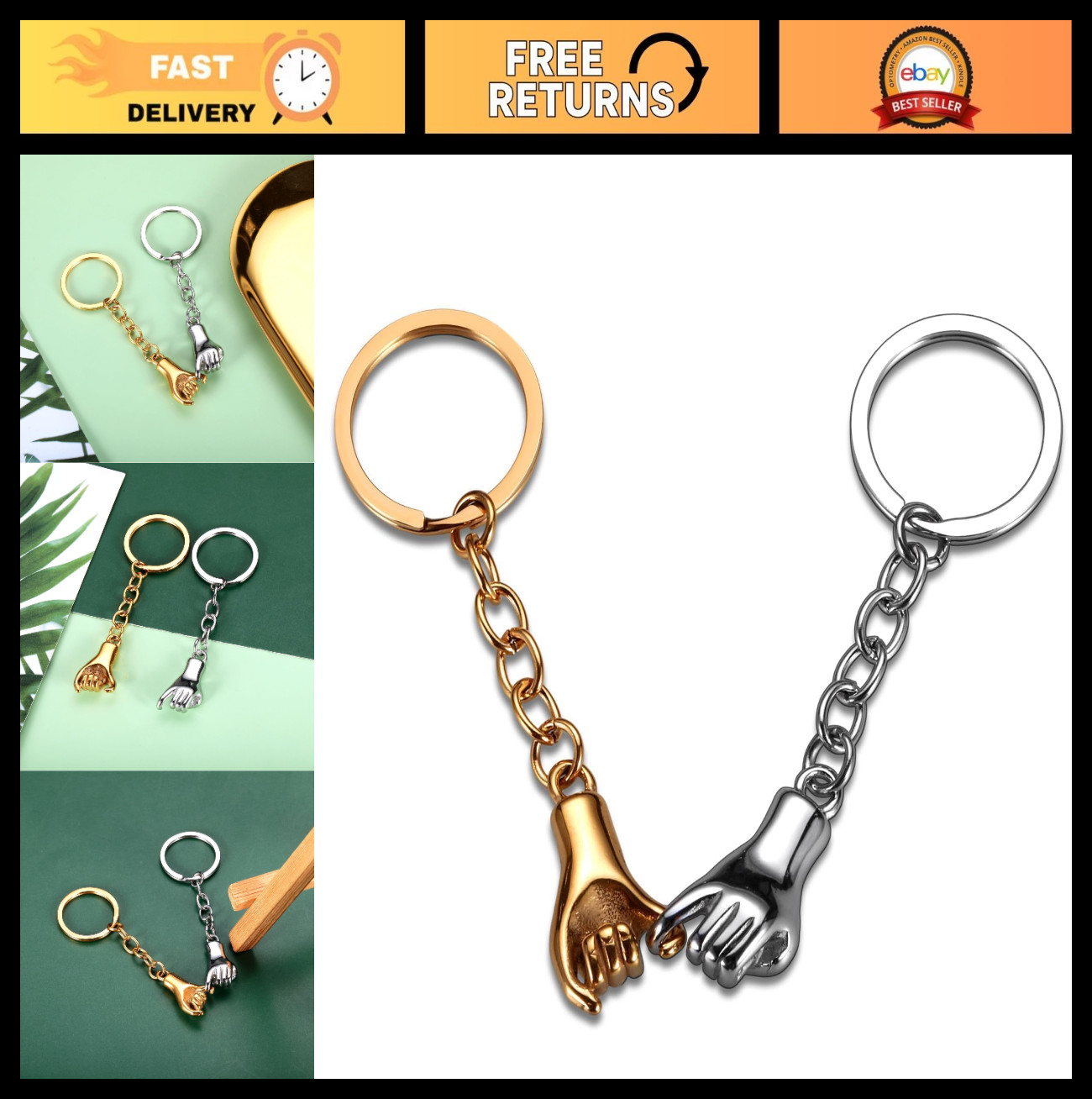 Pinky Promise Keychain Set - Couple Keychains for Him & Her, Anniversary Gifts,